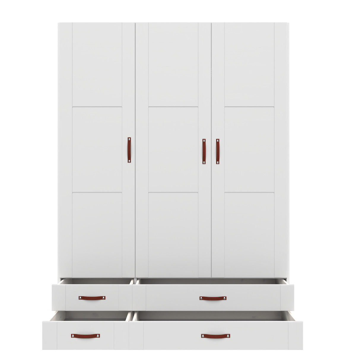 Armoire 3 portes étagères penderie et tiroirs 150cm Lifetime blanc