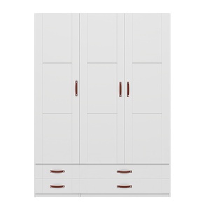 Armoire 3 portes étagères penderie et tiroirs 150cm Lifetime blanc