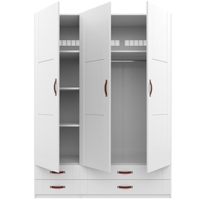 Armoire 3 portes étagères penderie et tiroirs 150cm Lifetime blanc