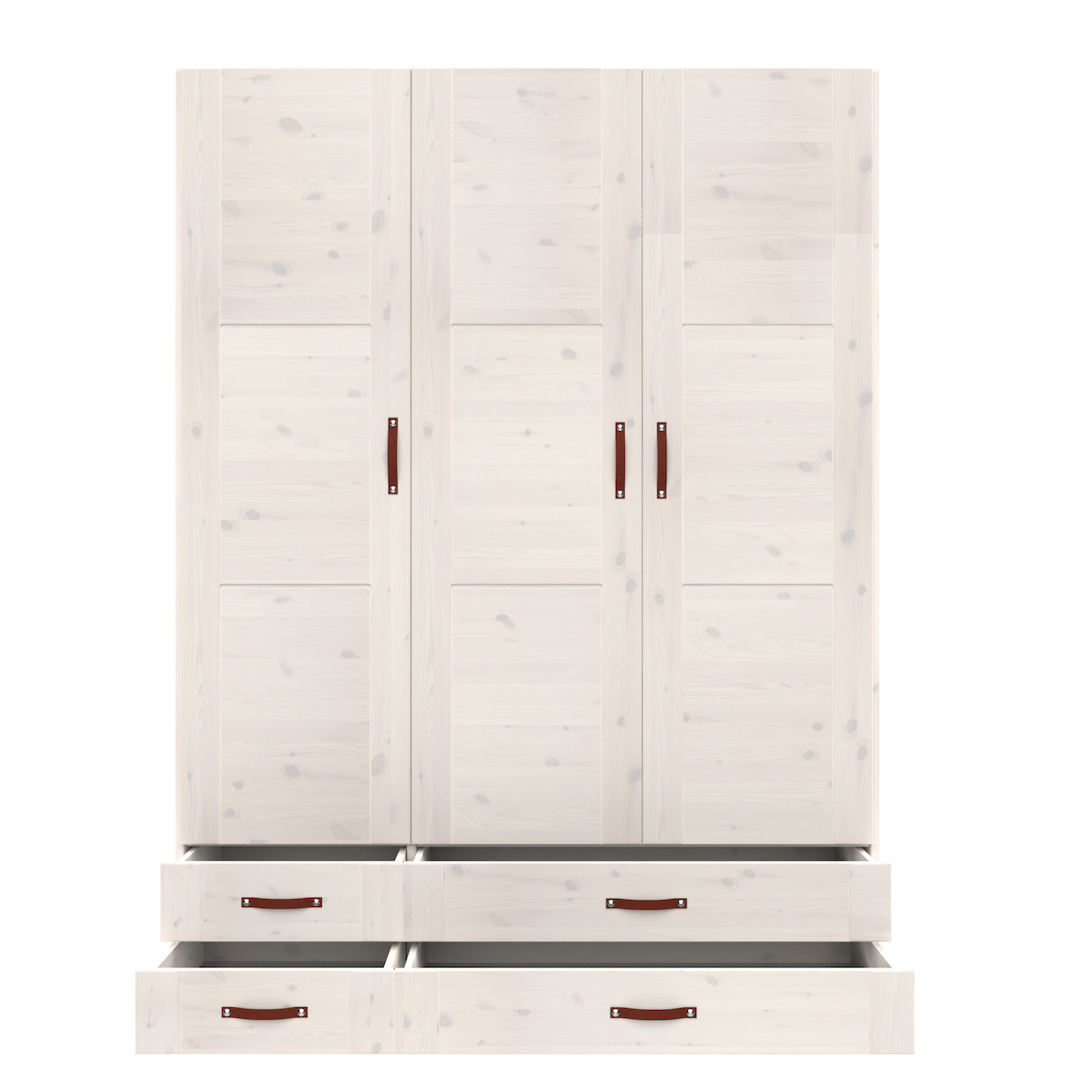 Armoire 3 portes étagères penderie et tiroirs 150cm Lifetime whitewash