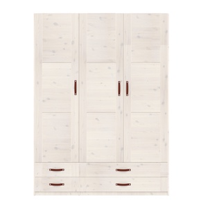 Armoire 3 portes étagères penderie et tiroirs 150cm Lifetime whitewash