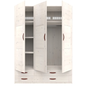 Armoire 3 portes étagères penderie et tiroirs 150cm Lifetime whitewash