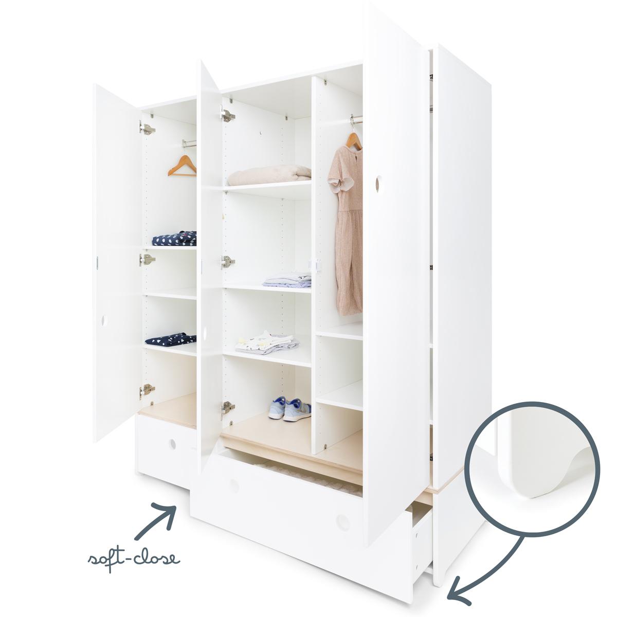 Armoire 3 portes hors façades tiroirs COLORFLEX 