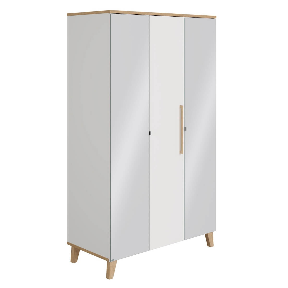 Armoire 3 portes miroir droit et gauche OSCAR Paidi Chêne Nebraska-blanc