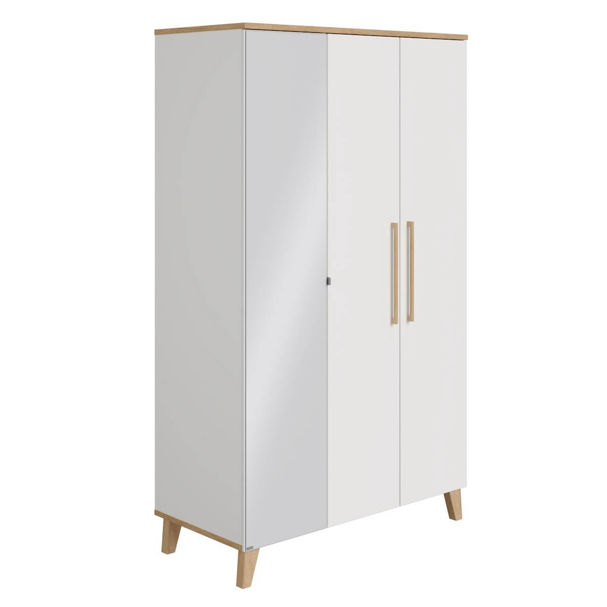 Armoire 3 portes miroir gauche OSCAR Paidi Chêne Nebraska-blanc