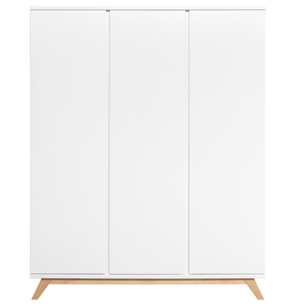 Armoire 3 portes-sans poignées LYNN BOPITA blanc-naturel