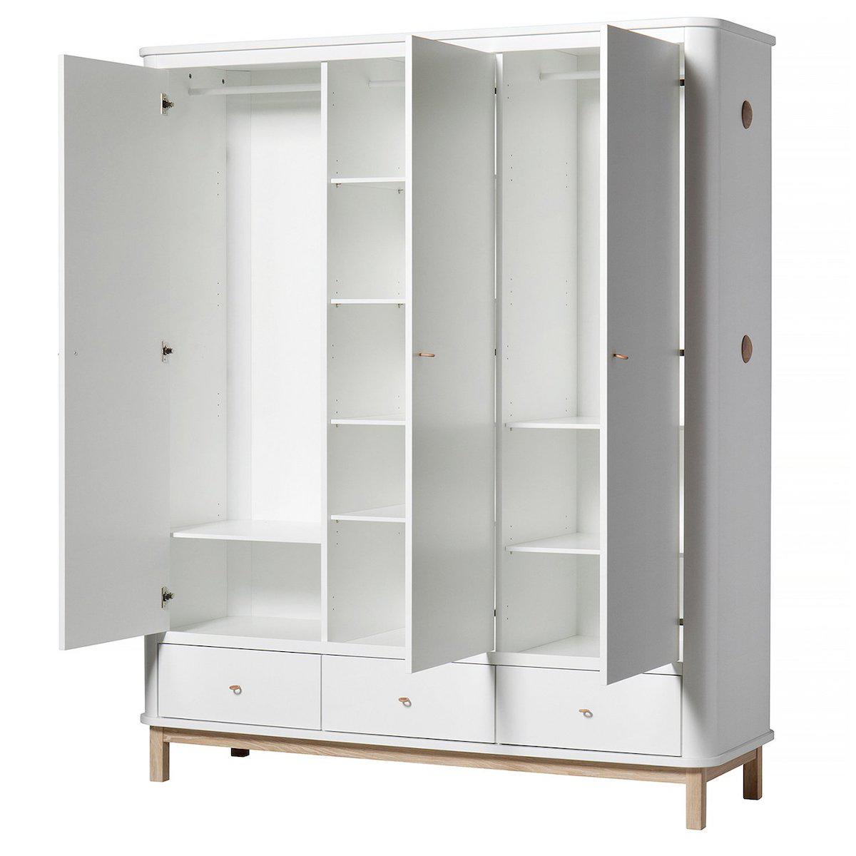 Armoire 3 portes WOOD Oliver Furniture blanc-chêne