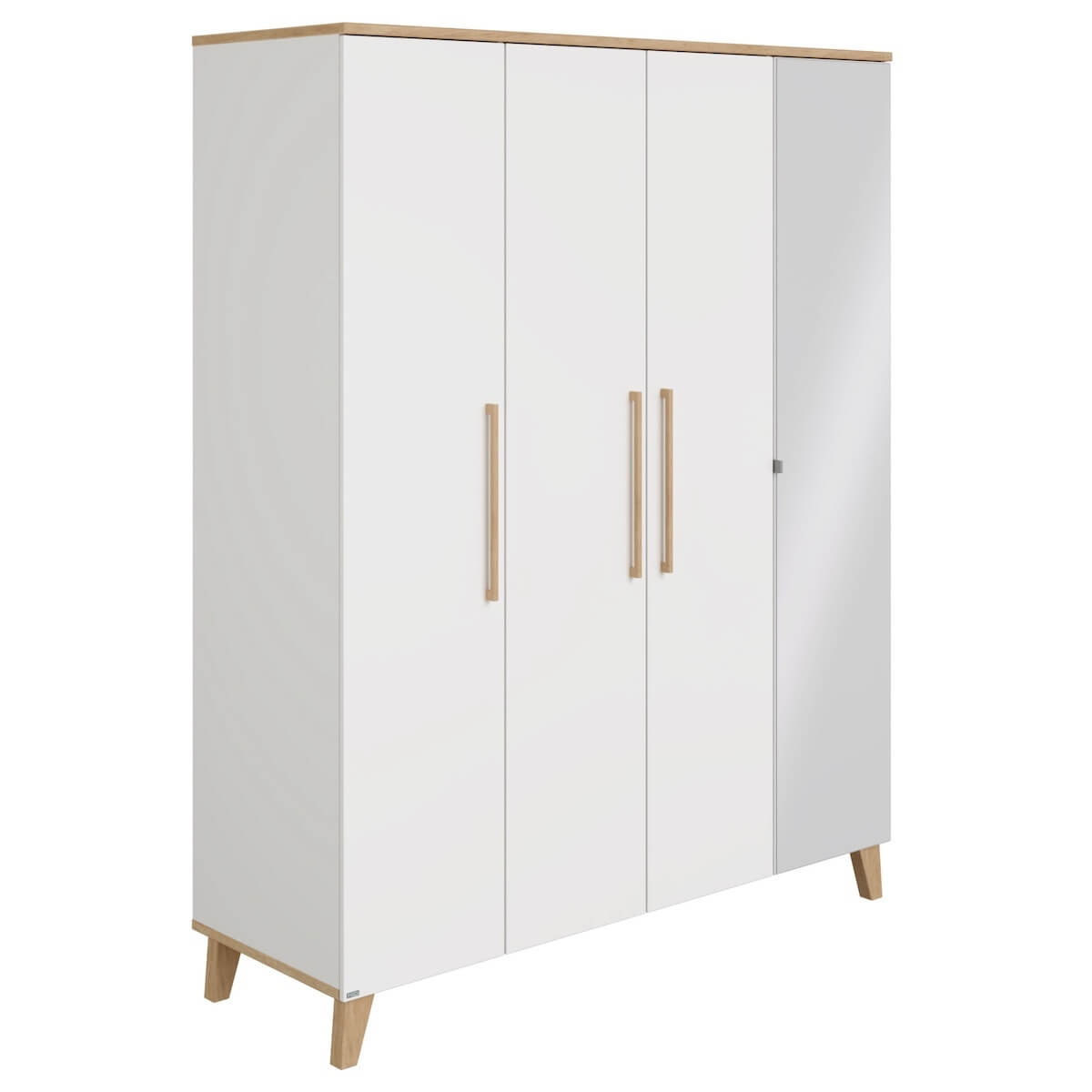 Armoire 4 portes 1 miroir droite OSCAR Paidi Chêne Nebraska-blanc