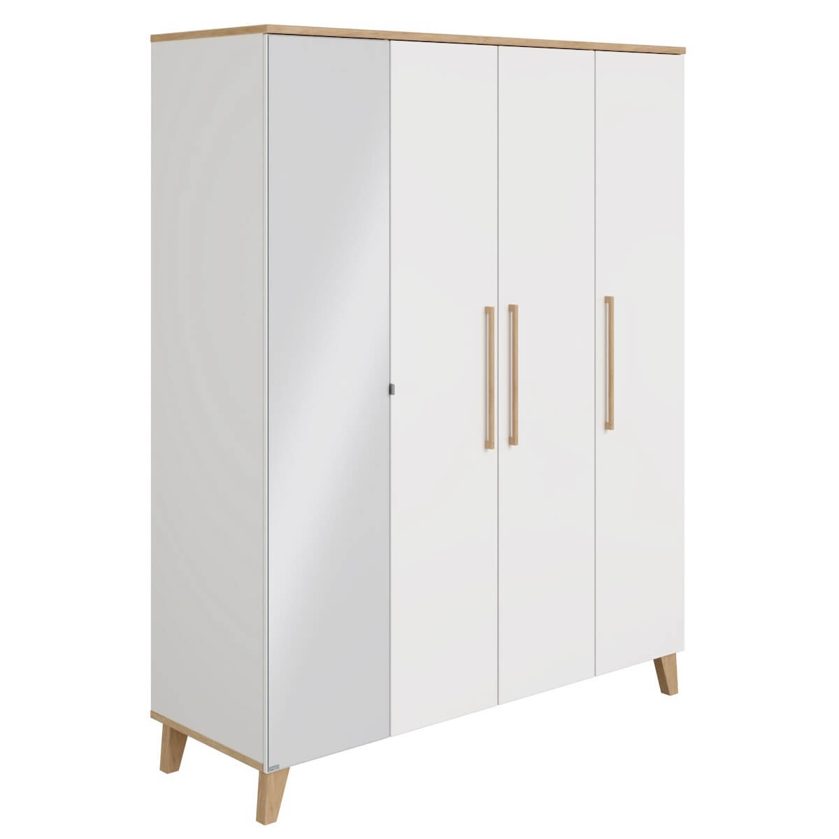 Armoire 4 portes 1 miroir gauche OSCAR Paidi Chêne Nebraska-blanc