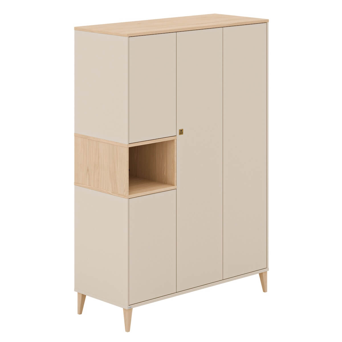 Armoire 4 portes 1 niche MILA & BEN Paidi Beige cashmere-bois scandinave