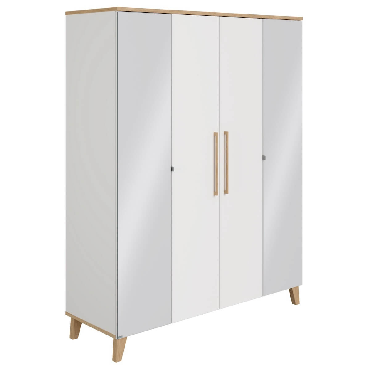 Armoire 4 portes 2 miroirs OSCAR Paidi Chêne Nebraska-blanc