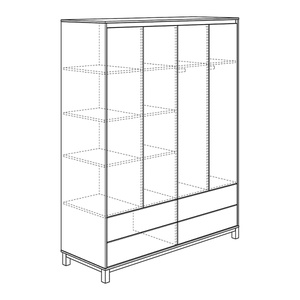 Armoire 4 portes 4 tiroirs OLLI Paidi blanc gris ardoise