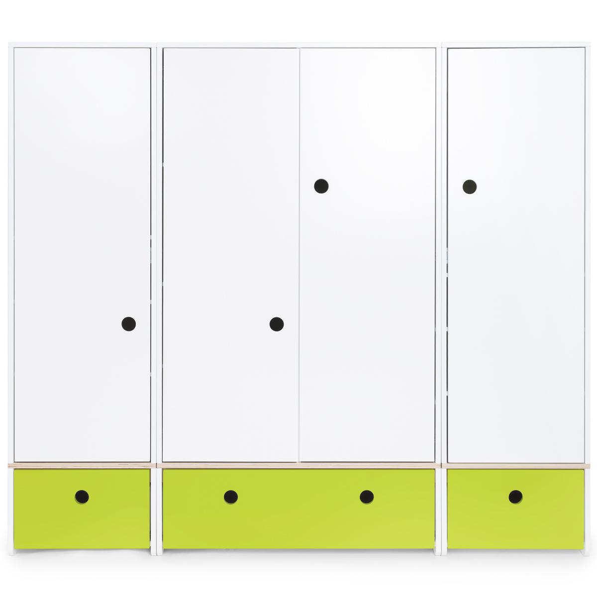 Armoire 4 portes COLORFLEX façades tiroirs lime