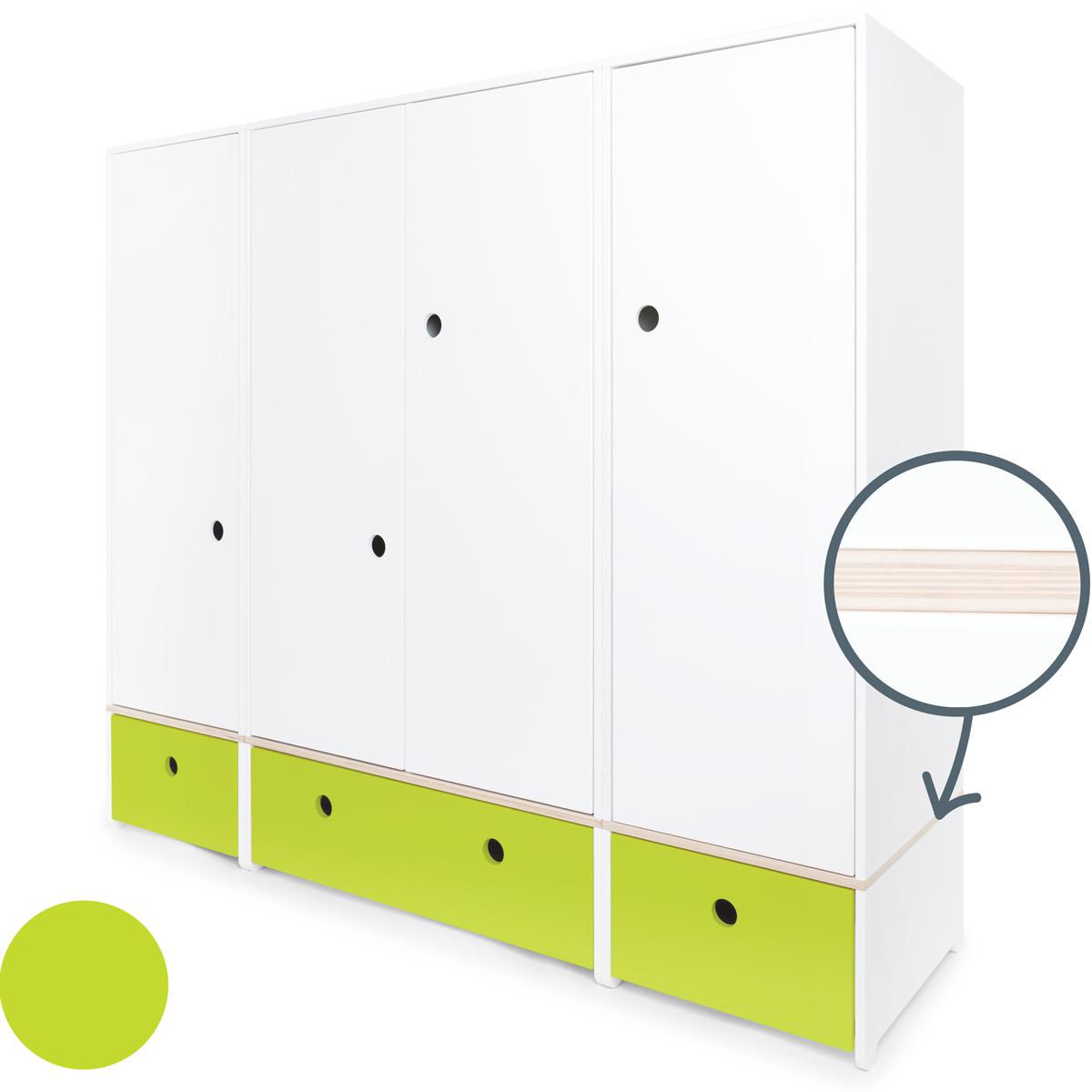 Armoire 4 portes COLORFLEX façades tiroirs lime