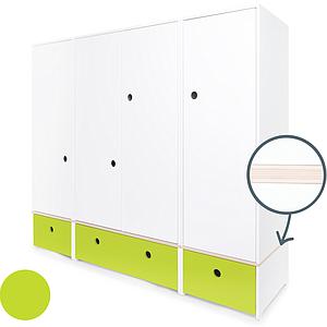 Armoire 4 portes COLORFLEX façades tiroirs lime