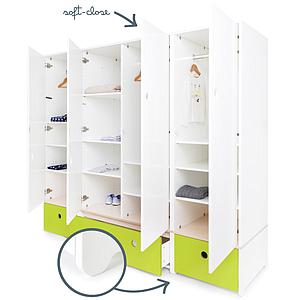 Armoire 4 portes COLORFLEX façades tiroirs lime