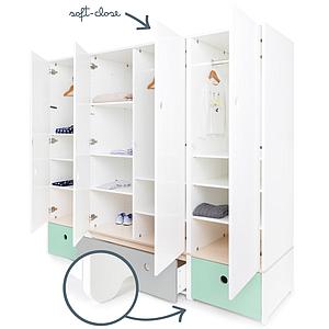 Armoire 4 portes COLORFLEX façades tiroirs mint-pearl grey-mint 