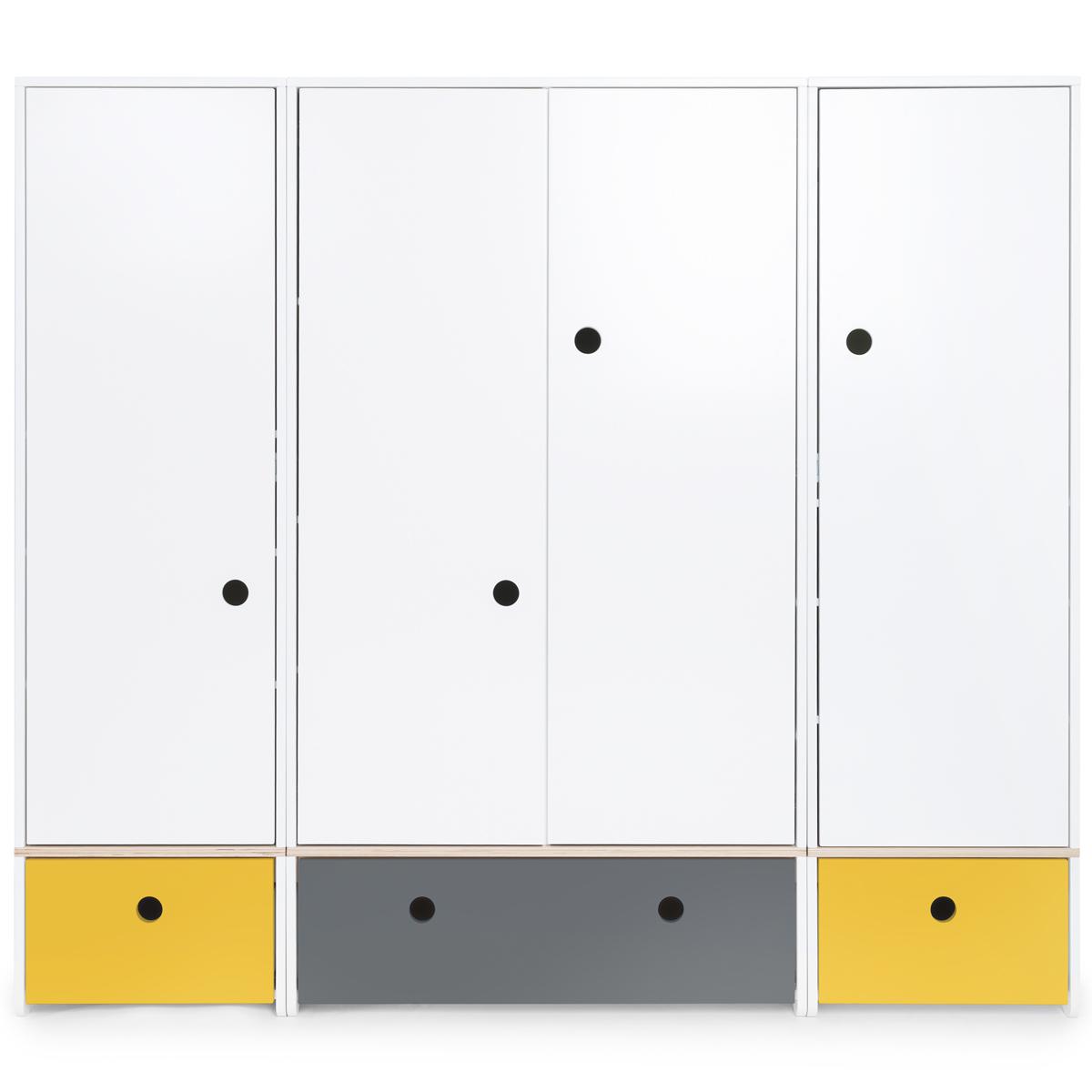 Armoire 4 portes COLORFLEX façades tiroirs nectar yellow-space grey-nectar yellow 