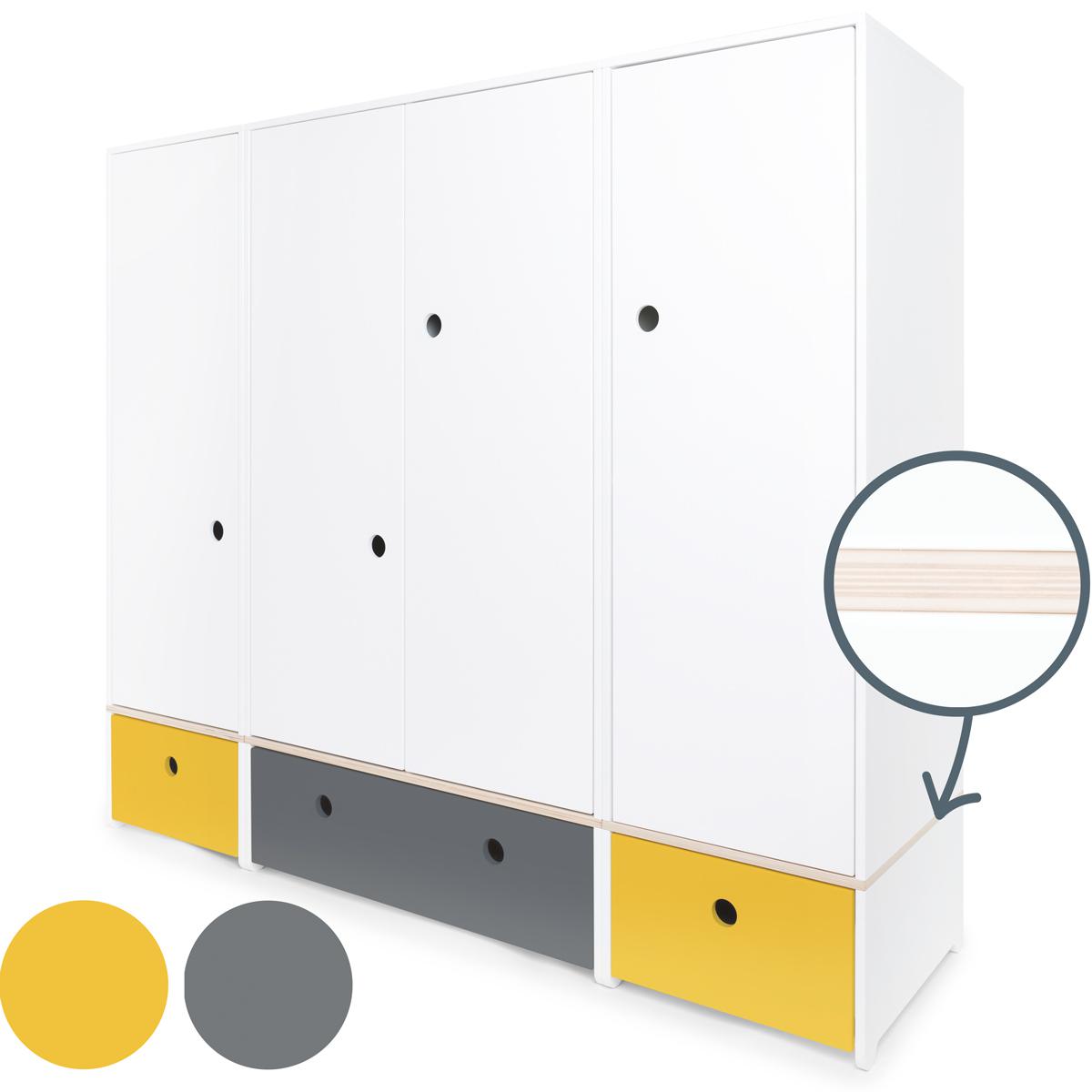 Armoire 4 portes COLORFLEX façades tiroirs nectar yellow-space grey-nectar yellow 