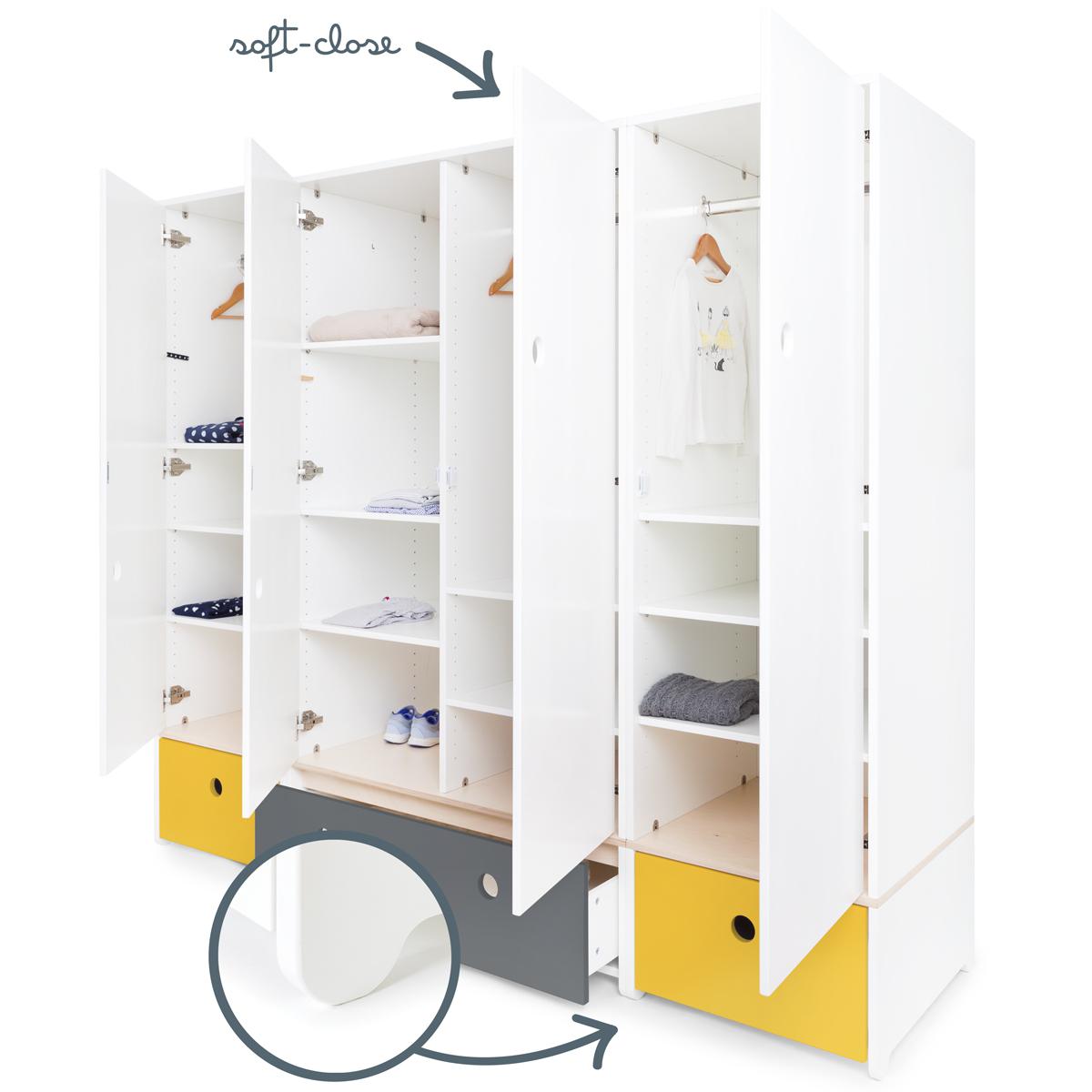Armoire 4 portes COLORFLEX façades tiroirs nectar yellow-space grey-nectar yellow 