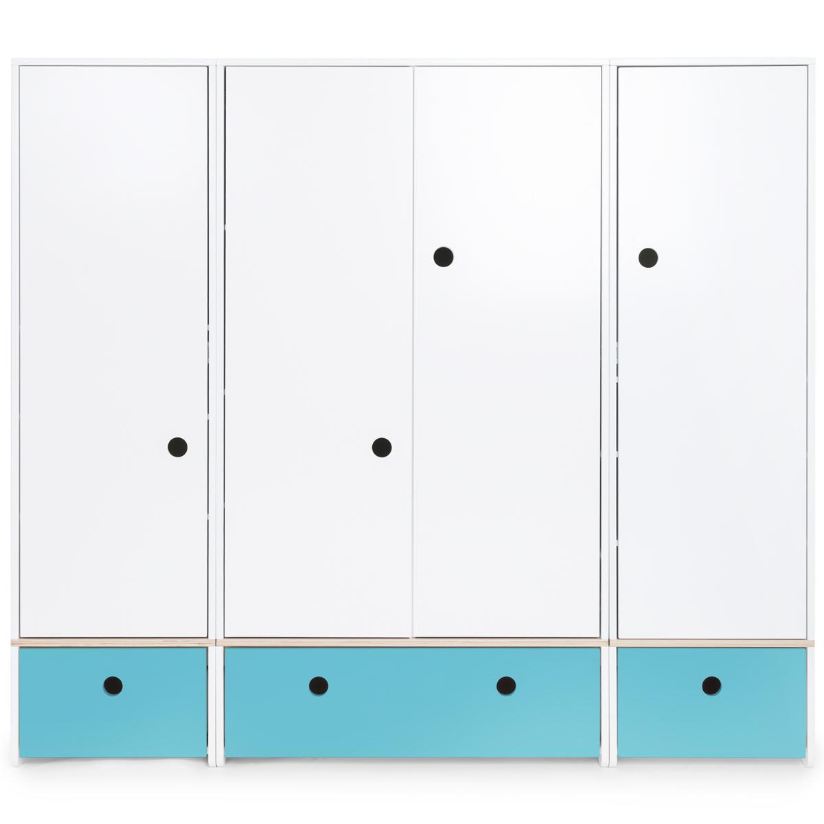 Armoire 4 portes COLORFLEX façades tiroirs paradise blue