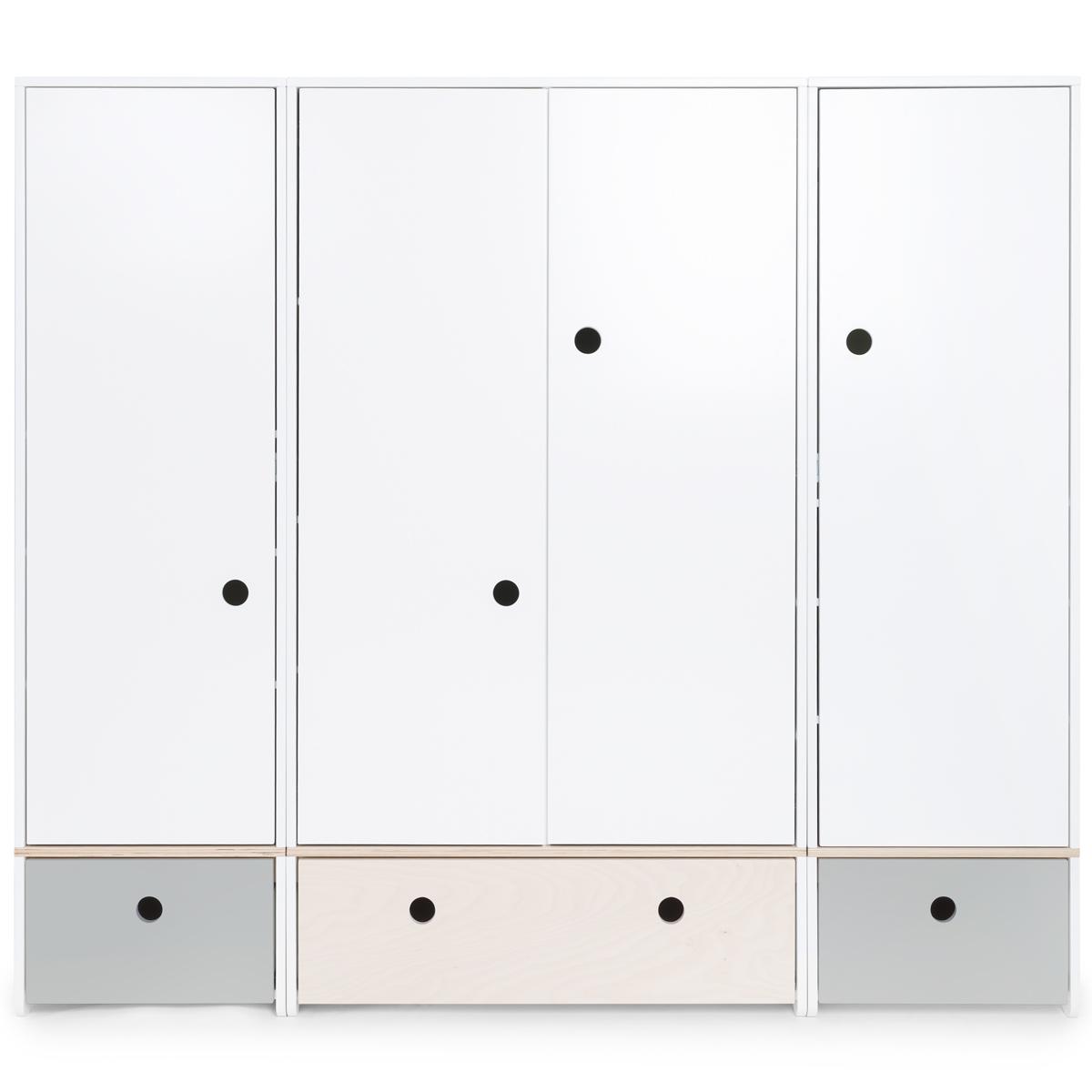 Armoire 4 portes COLORFLEX façades tiroirs pearl grey-white wash-pearl grey