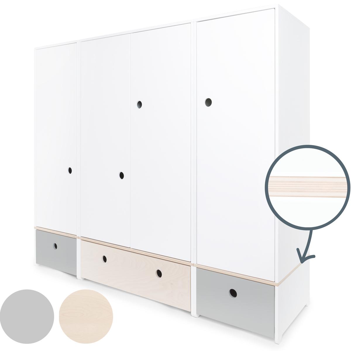 Armoire 4 portes COLORFLEX façades tiroirs pearl grey-white wash-pearl grey