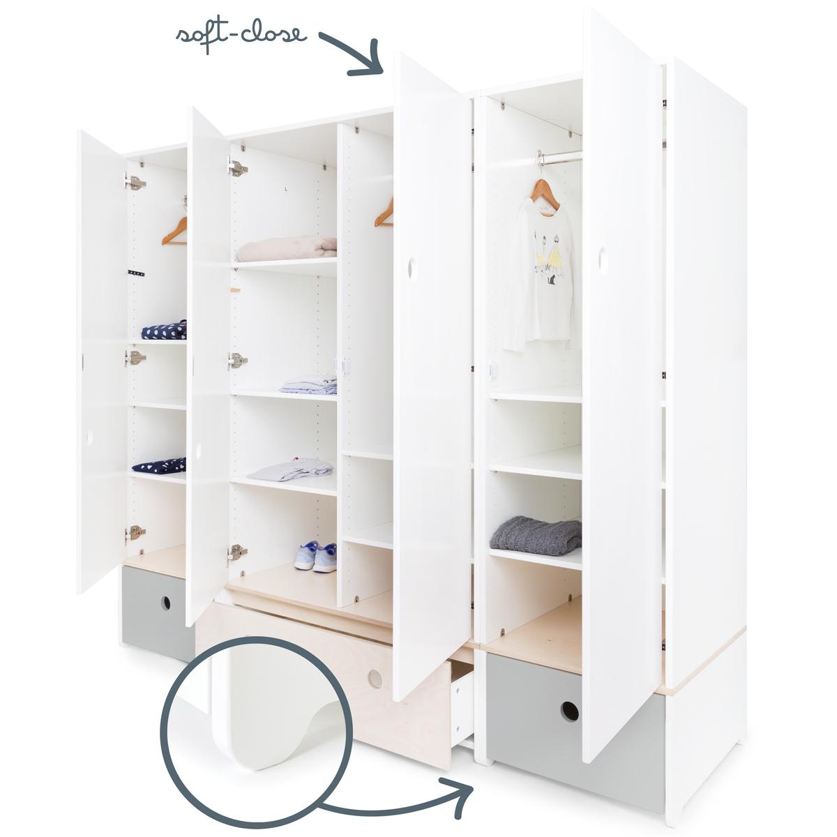 Armoire 4 portes COLORFLEX façades tiroirs pearl grey-white wash-pearl grey