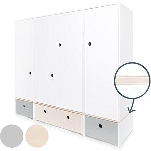 Armoire 4 portes COLORFLEX façades tiroirs pearl grey-white wash-pearl grey