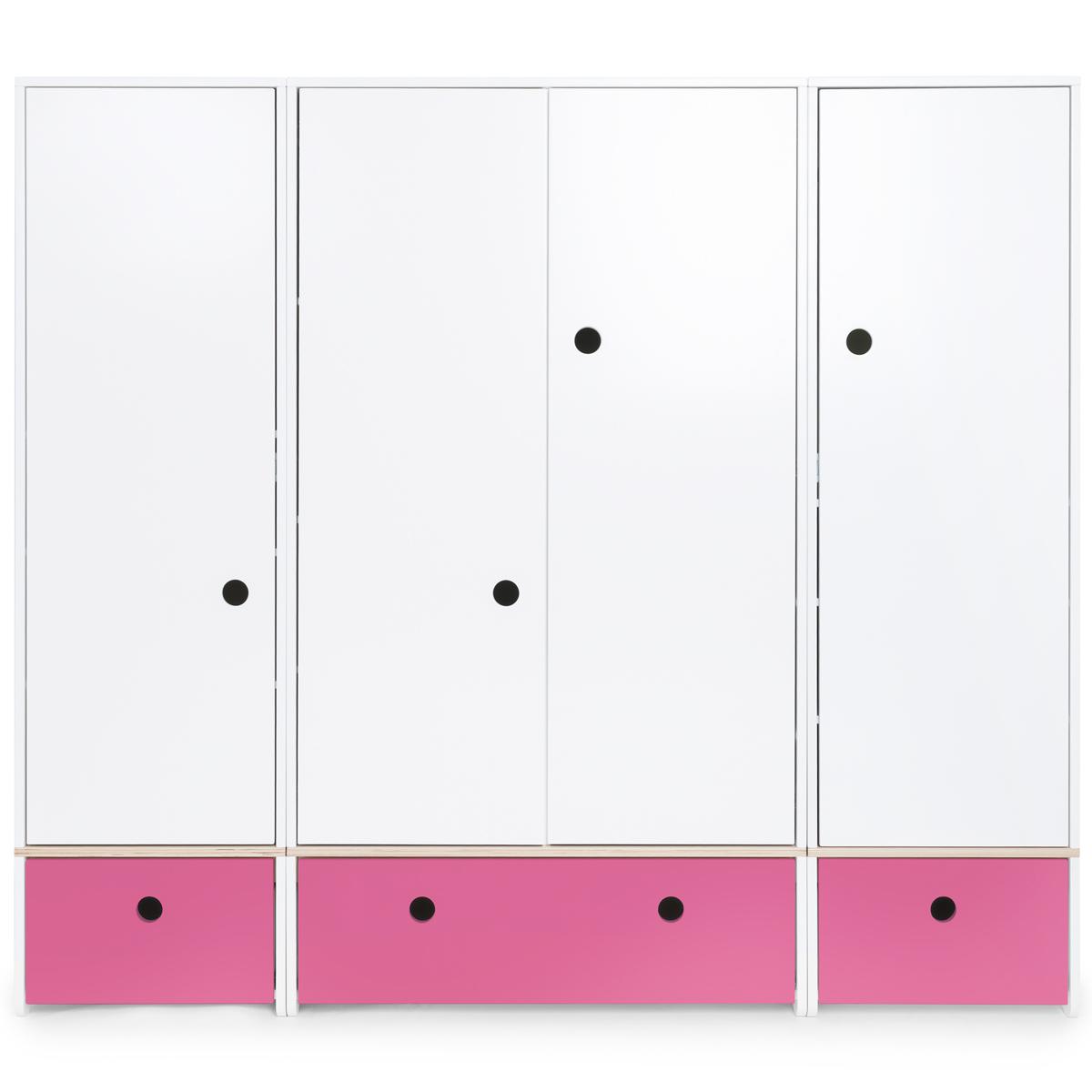Armoire 4 portes COLORFLEX façades tiroirs pink