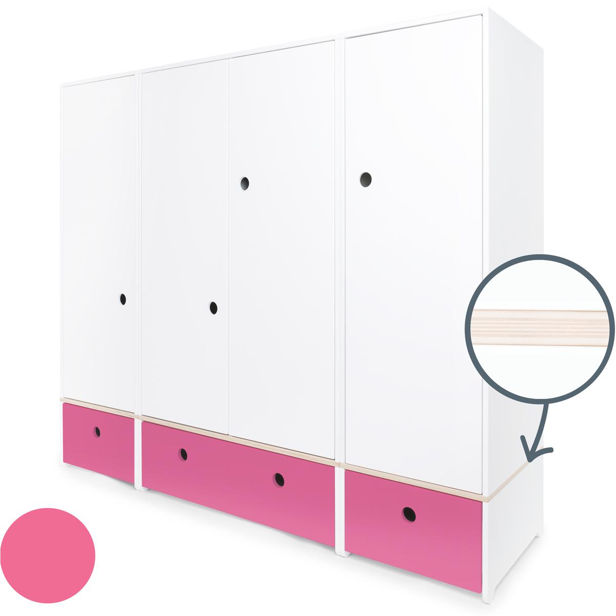 Armoire 4 portes COLORFLEX façades tiroirs pink
