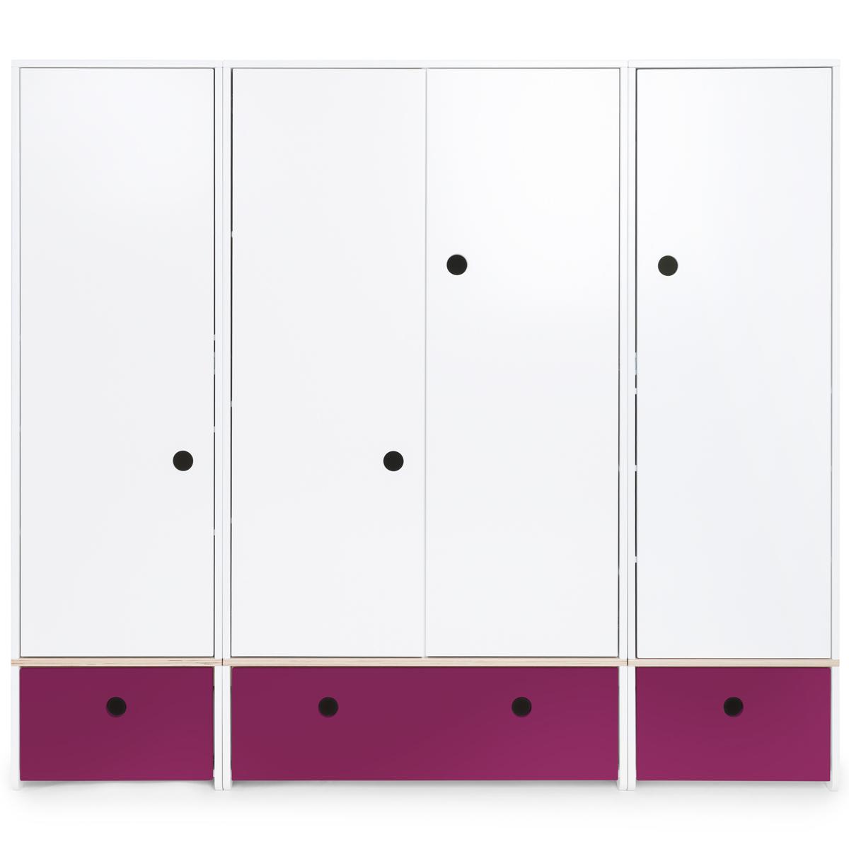 Armoire 4 portes COLORFLEX façades tiroirs plum