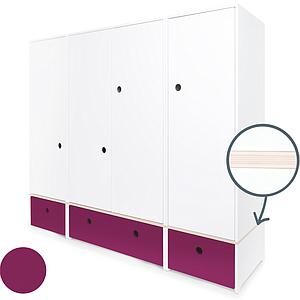 Armoire 4 portes COLORFLEX façades tiroirs plum