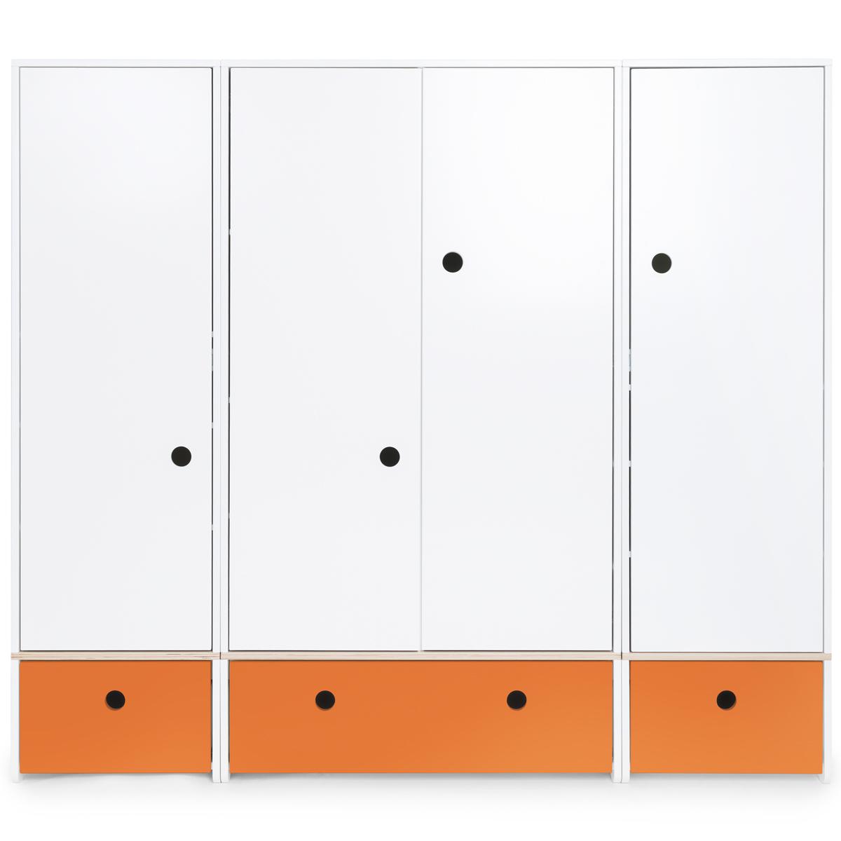 Armoire 4 portes COLORFLEX façades tiroirs pure orange