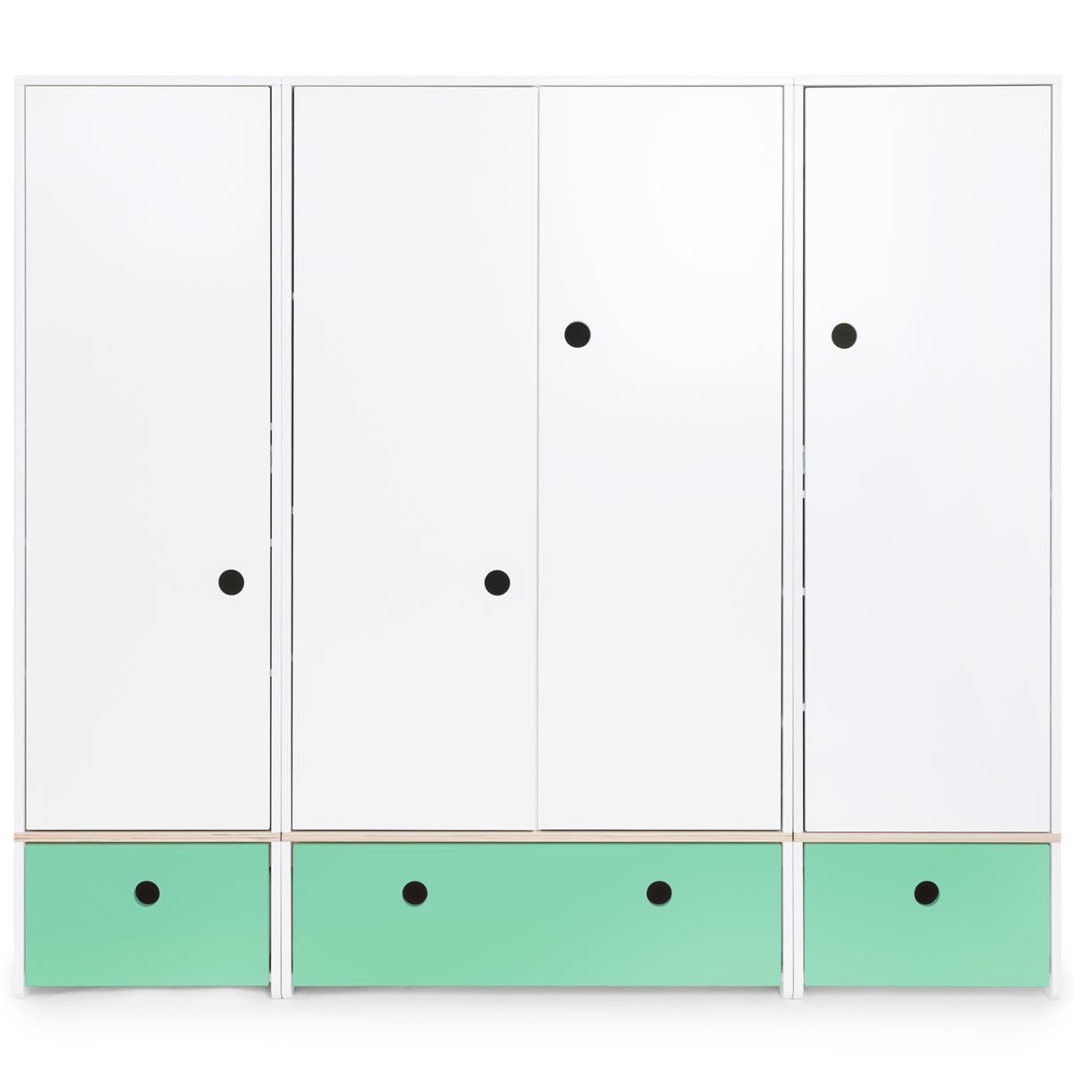 Armoire 4 portes COLORFLEX façades tiroirs sea foam
