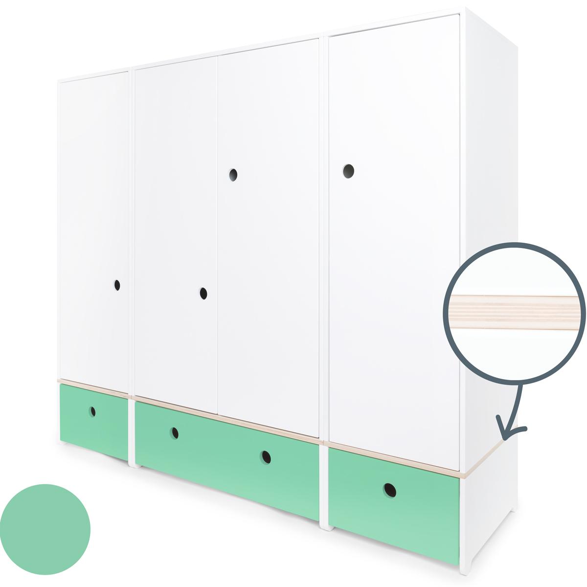 Armoire 4 portes COLORFLEX façades tiroirs sea foam