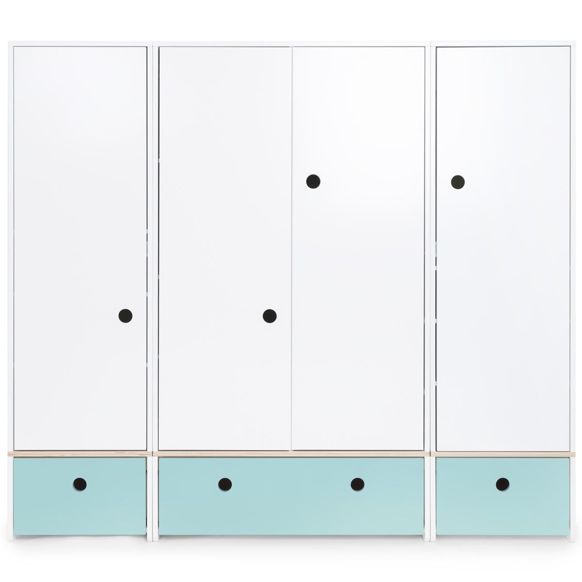 Armoire 4 portes COLORFLEX façades tiroirs sky blue