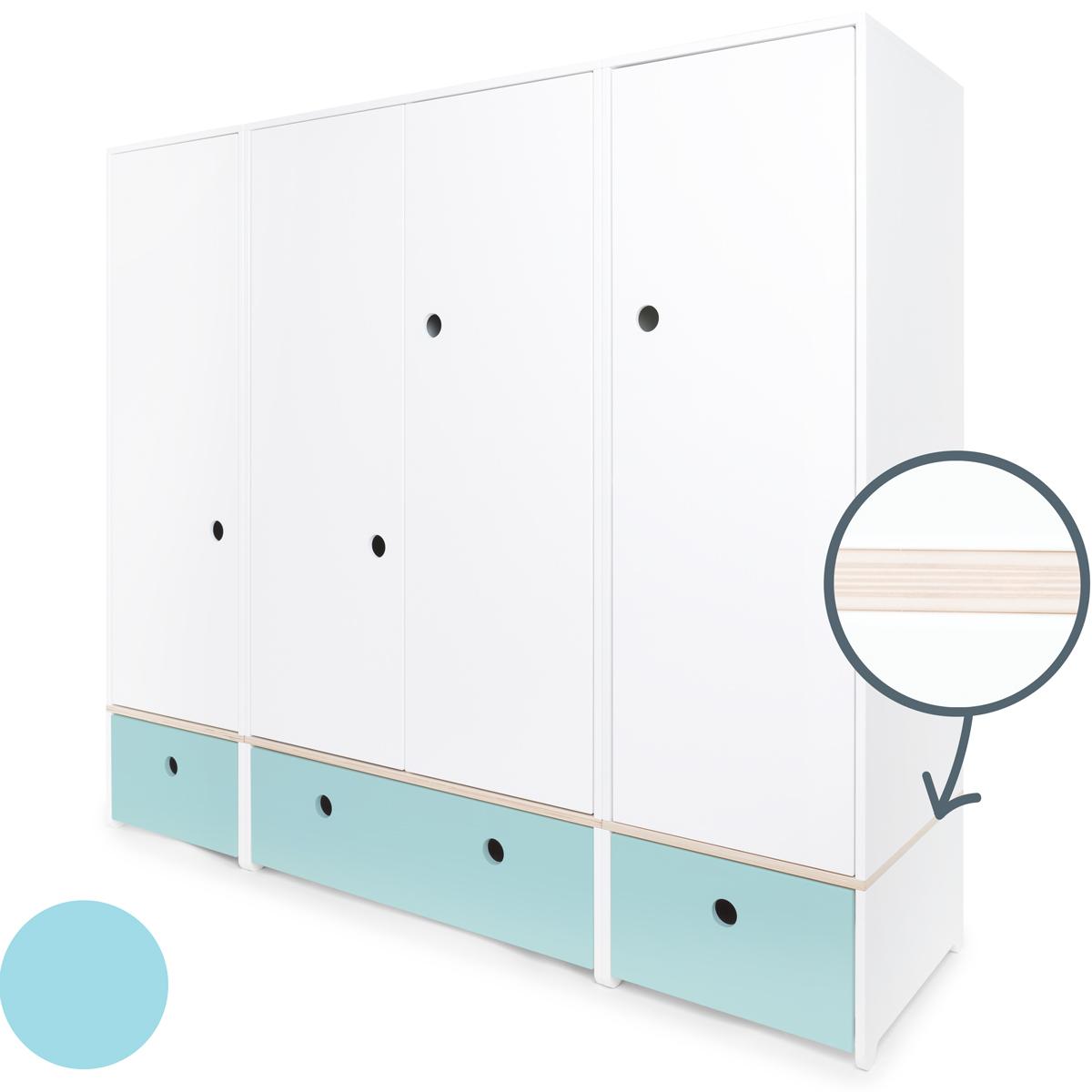 Armoire 4 portes COLORFLEX façades tiroirs sky blue
