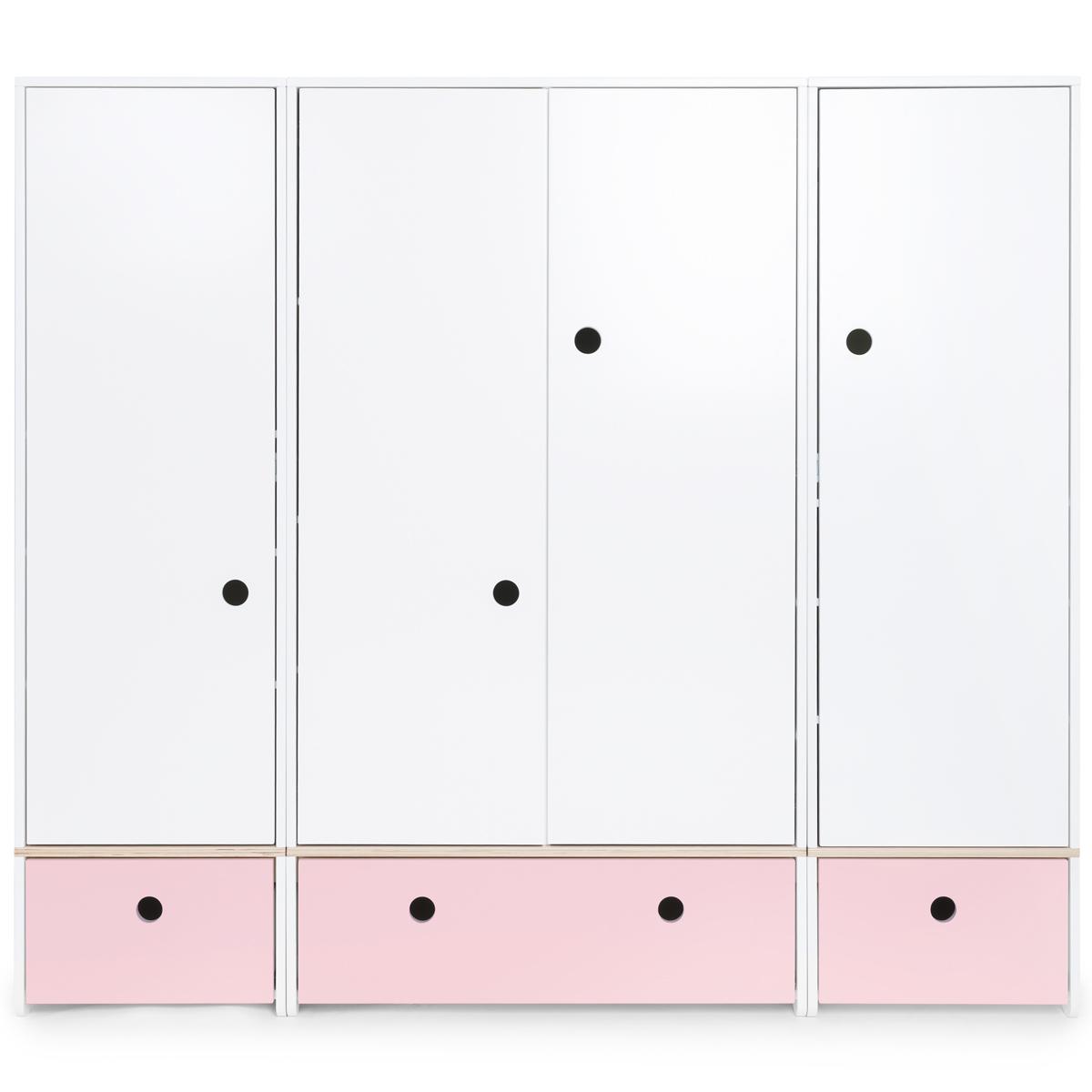 Armoire 4 portes COLORFLEX façades tiroirs sweet pink