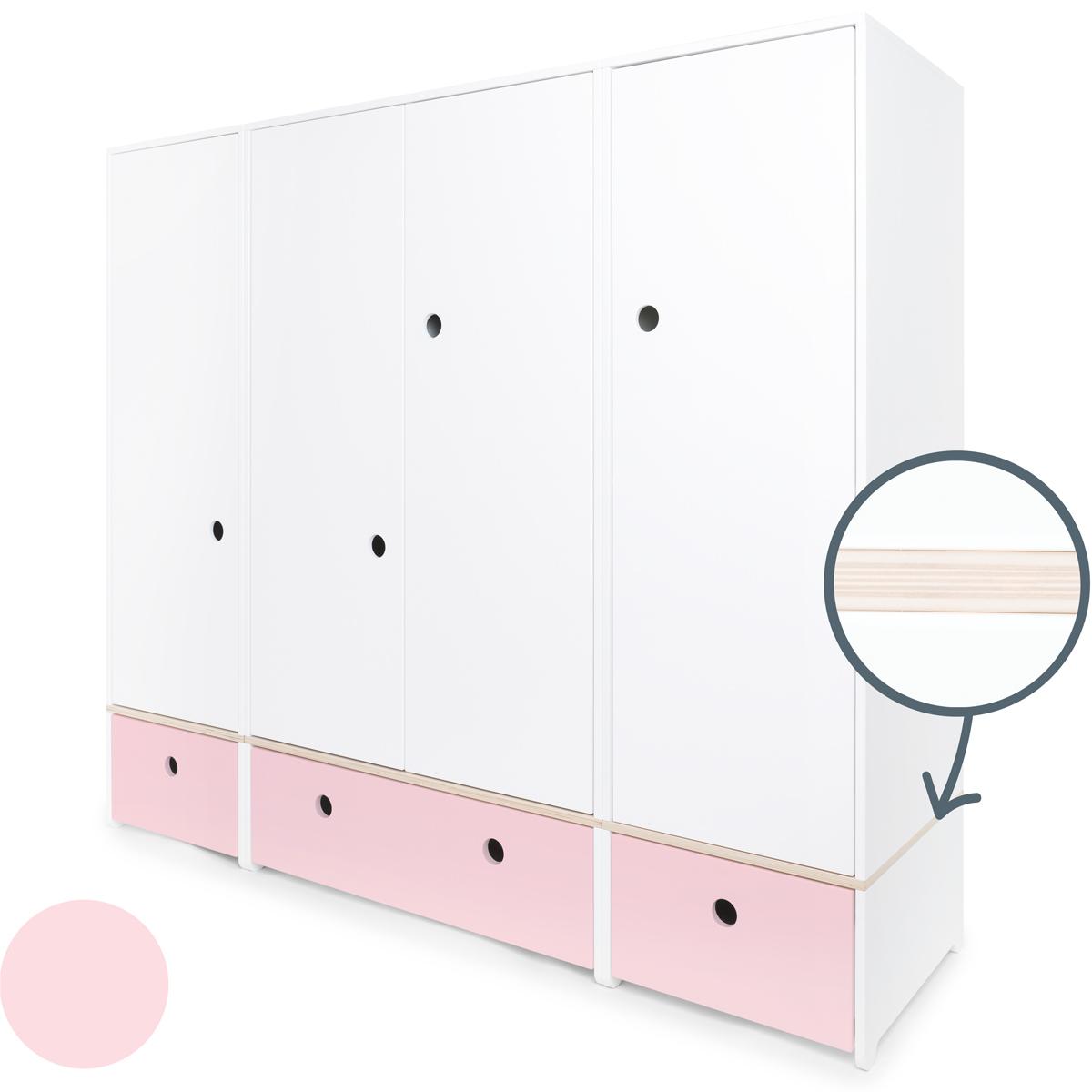 Armoire 4 portes COLORFLEX façades tiroirs sweet pink