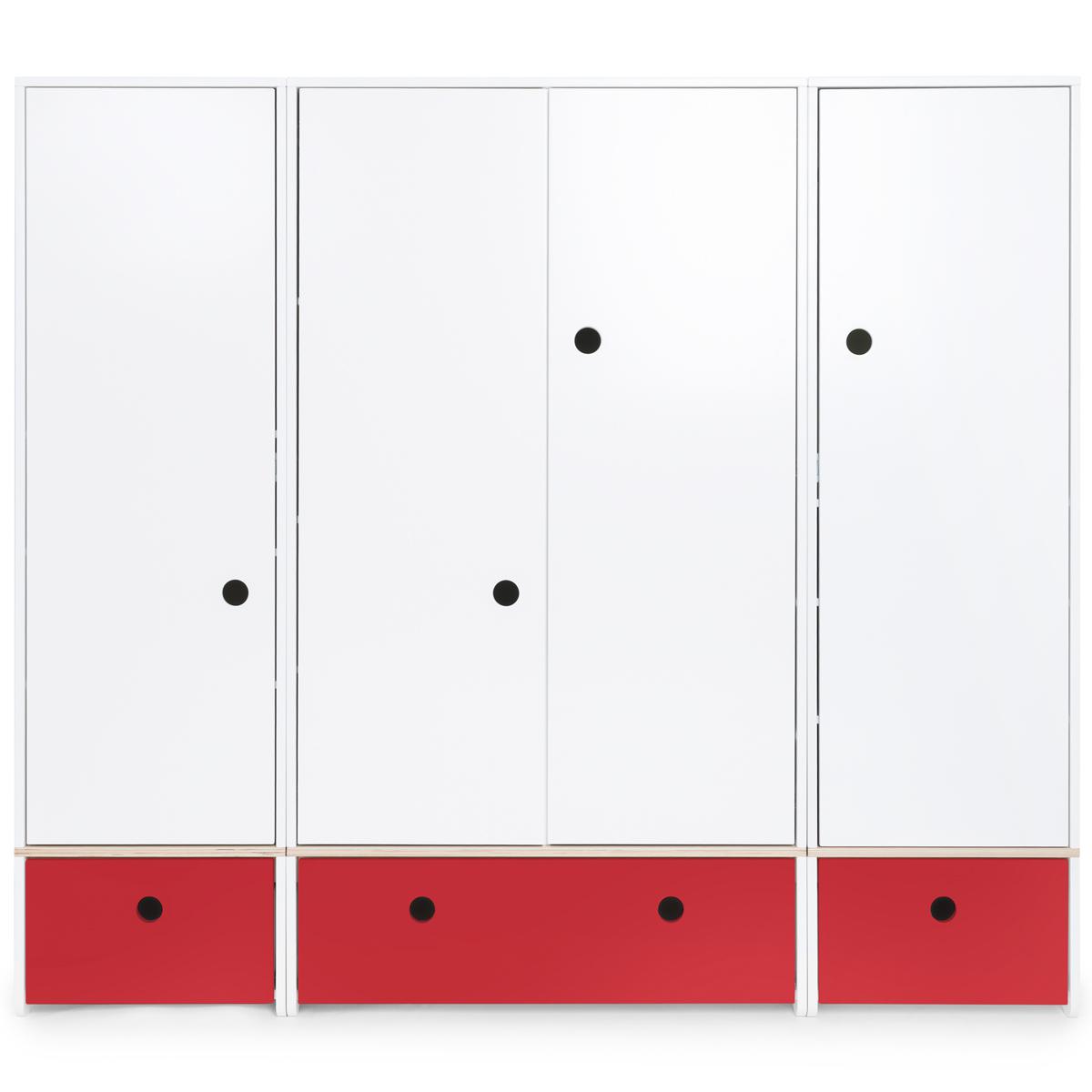 Armoire 4 portes COLORFLEX façades tiroirs true red