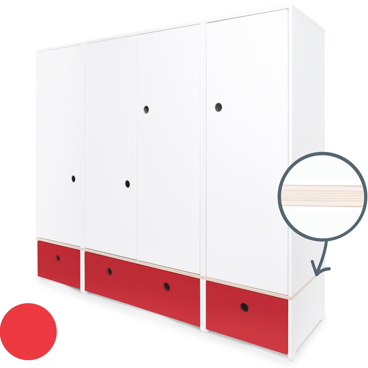 Armoire 4 portes COLORFLEX façades tiroirs true red