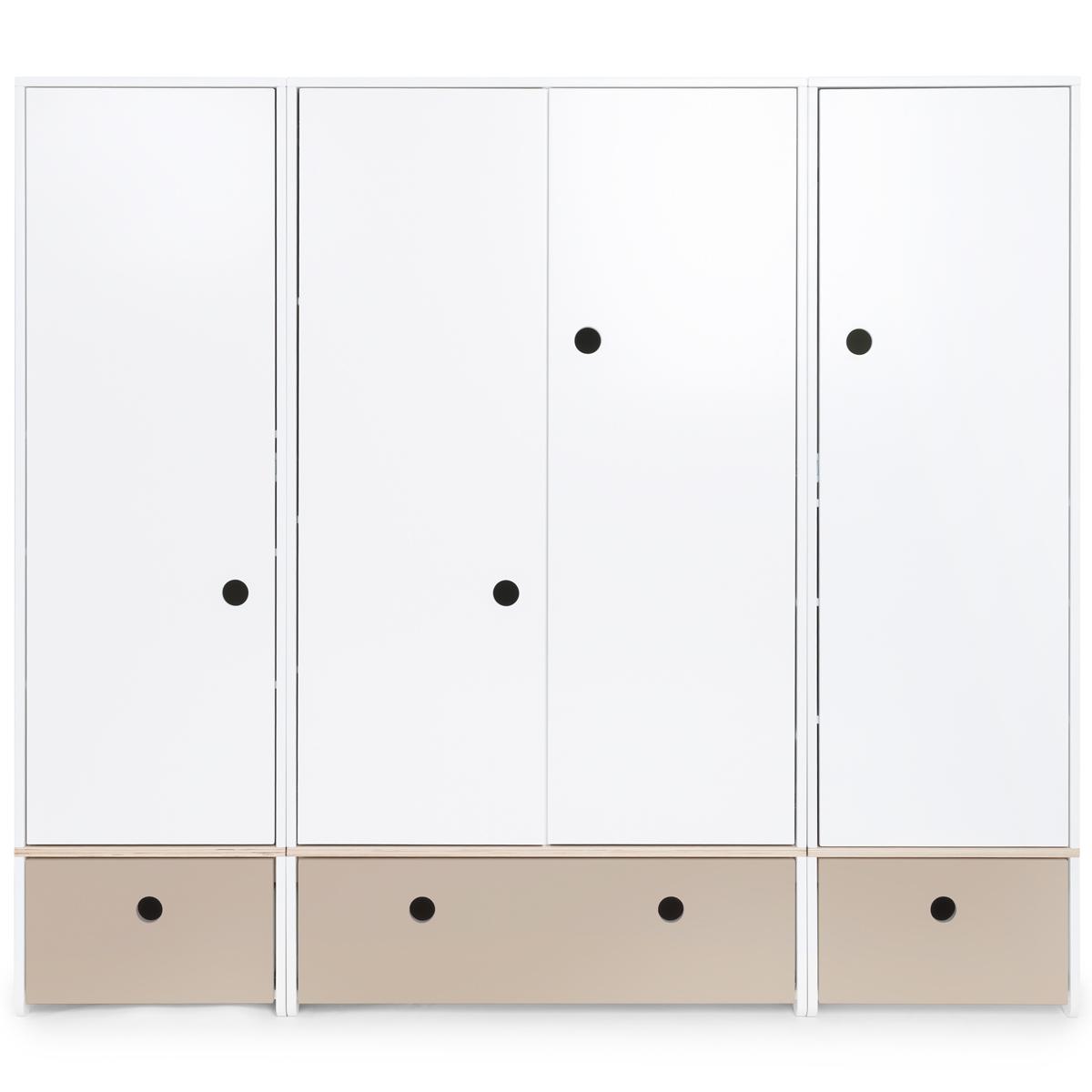 Armoire 4 portes COLORFLEX façades tiroirs warm grey
