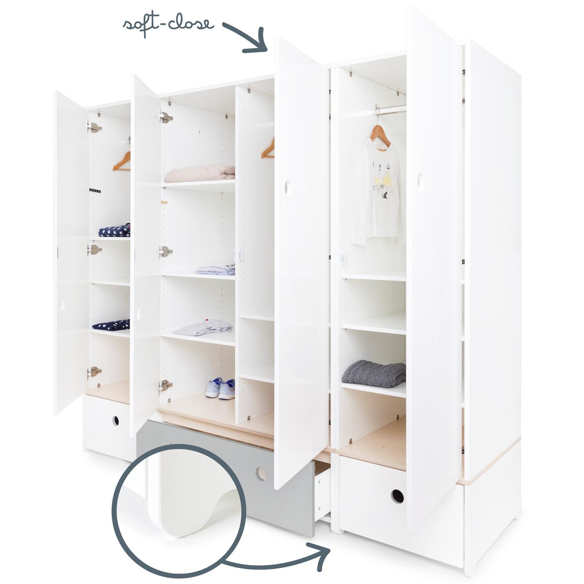 Armoire 4 portes COLORFLEX façades tiroirs white-pearl grey-white