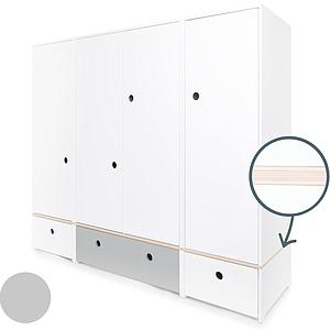 Armoire 4 portes COLORFLEX façades tiroirs white-pearl grey-white