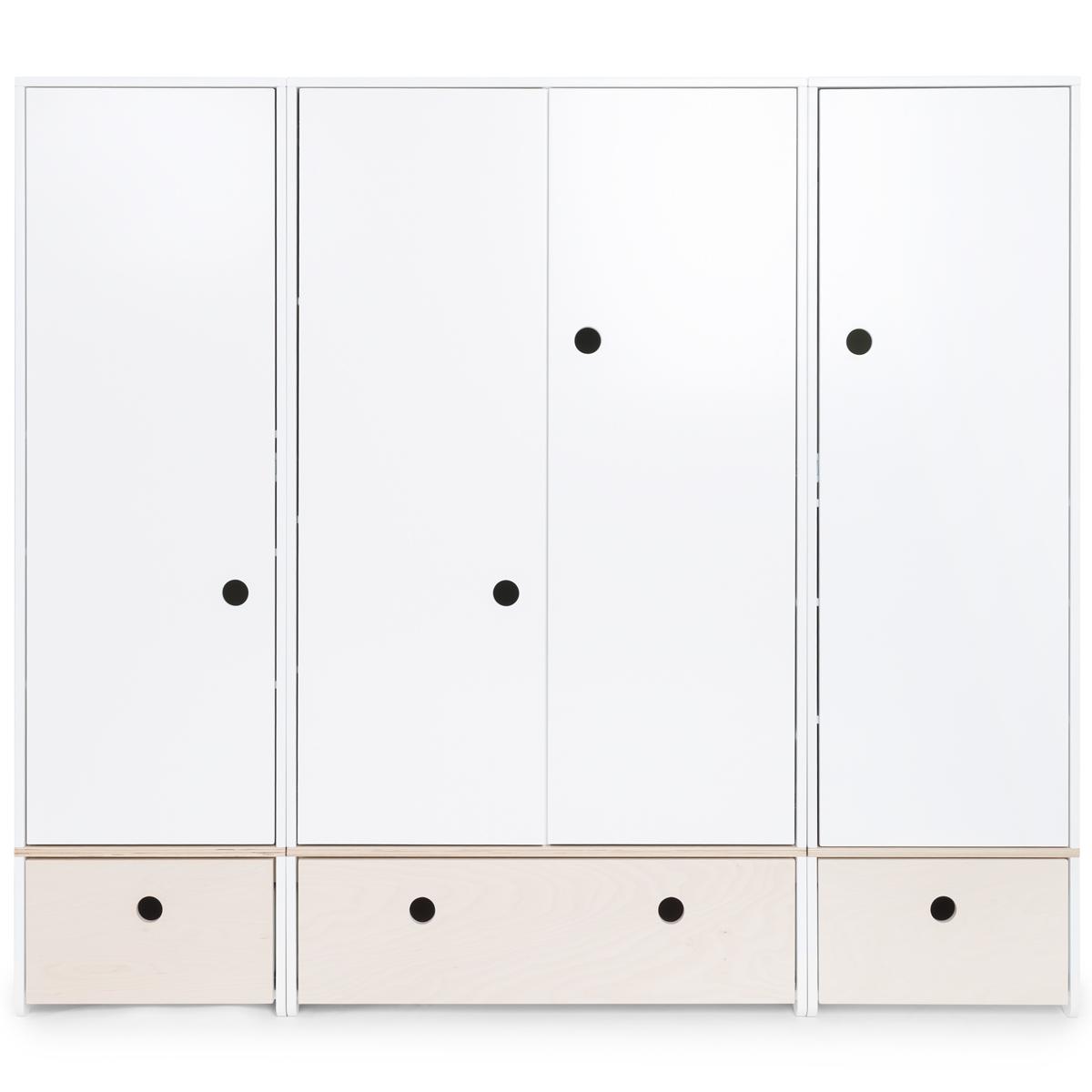 Armoire 4 portes COLORFLEX façades tiroirs white wash