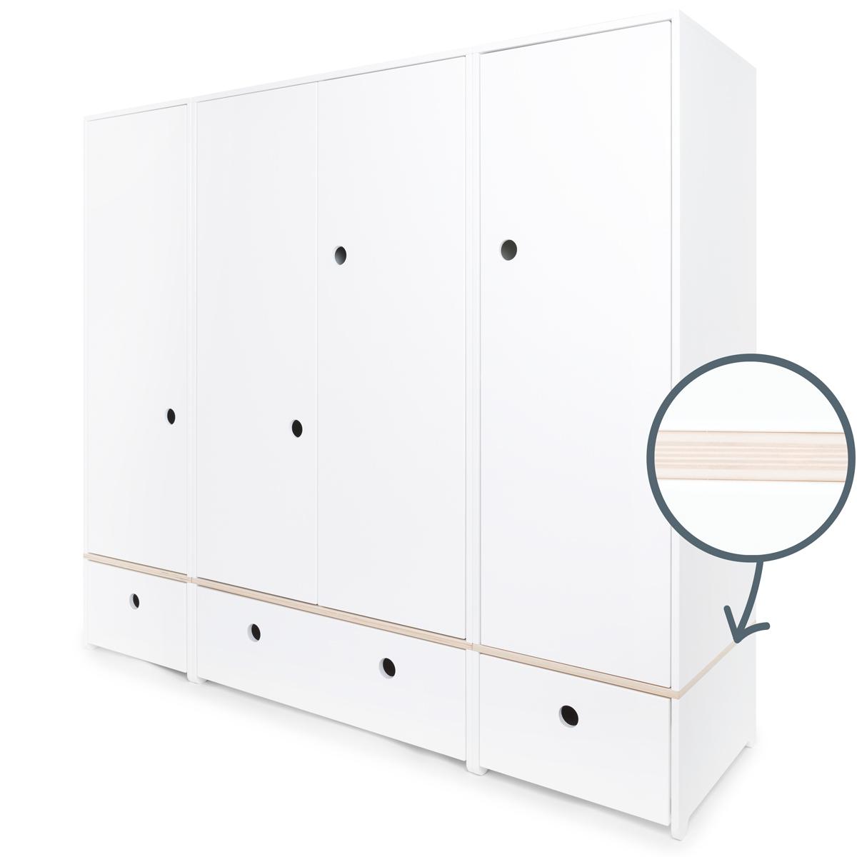 Armoire 4 portes COLORFLEX façades tiroirs white