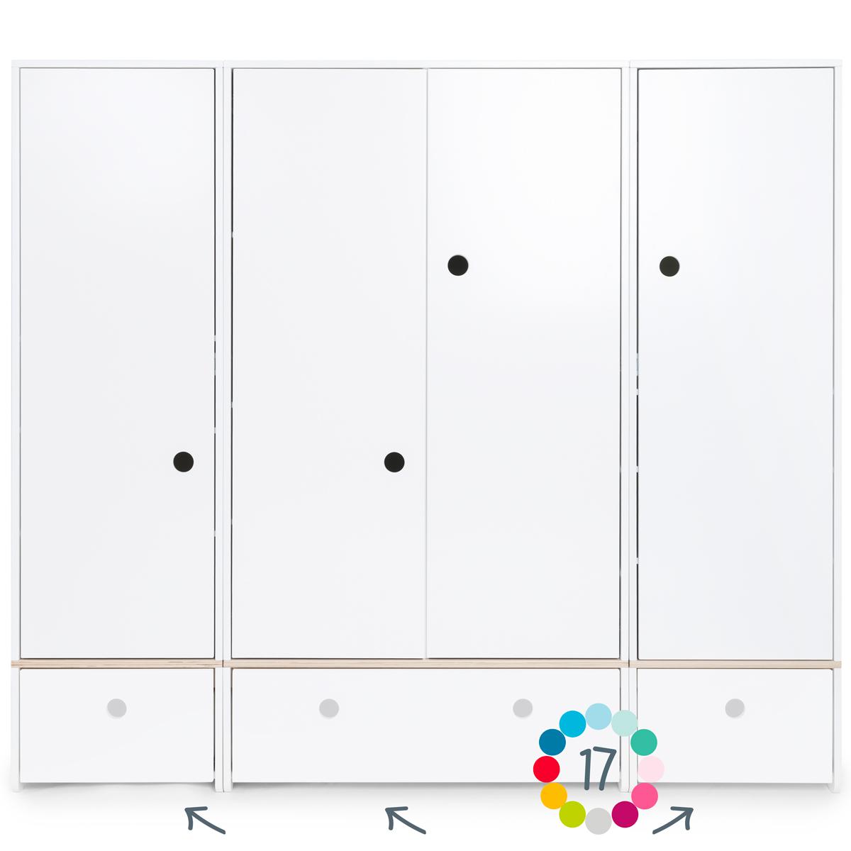 Armoire 4 portes hors façades tiroirs COLORFLEX 