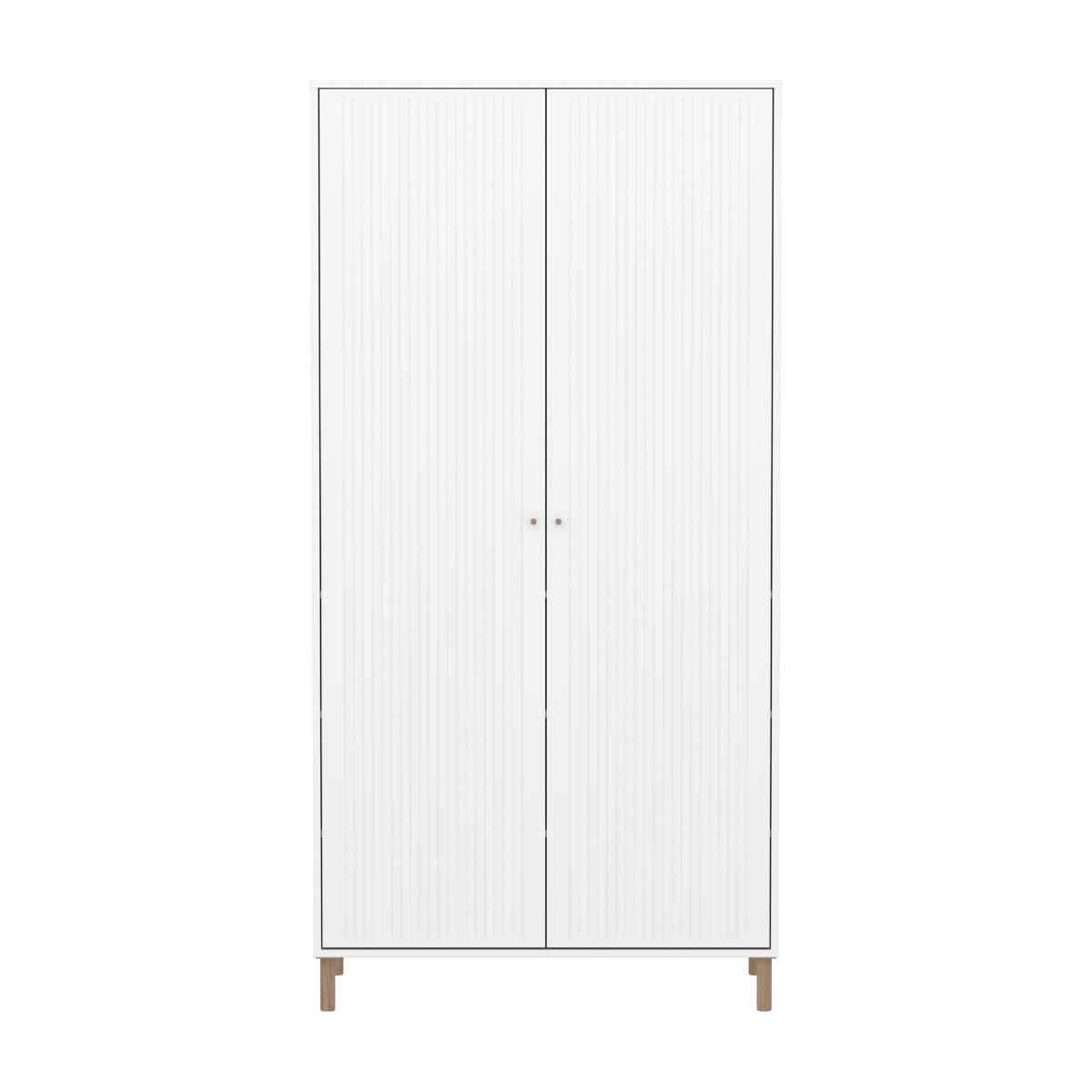 Armoire enfant 2 portes rainures avec pied SAGA FLEXA blanc oak