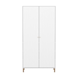 Armoire enfant 2 portes rainures avec pied SAGA FLEXA blanc oak